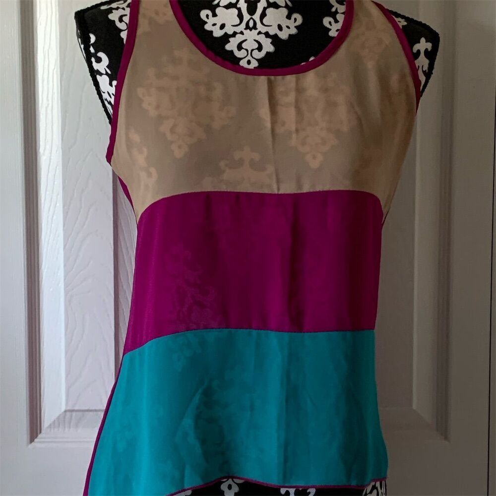 Shasa Women's Sleeveless Colorblock Top Size S Multicolor